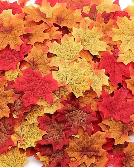 50-200Pcs Artificial Maple Leaves - Silk Decor for Weddings & Parties