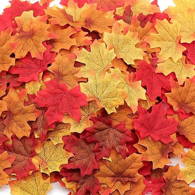 50-200Pcs Artificial Maple Leaves - Silk Decor for Weddings & Parties
