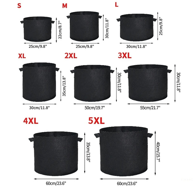 5PCS 3-30 Gallons Garden Vegetable Planting Bag Felt Grow Bags Plant Seedling Bag for Potato Tomato Flower Planting Accessories