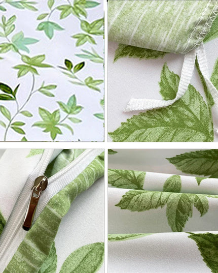 Anqianny 3-Piece Green Flower Print Duvet Cover Set - Modern Bedding