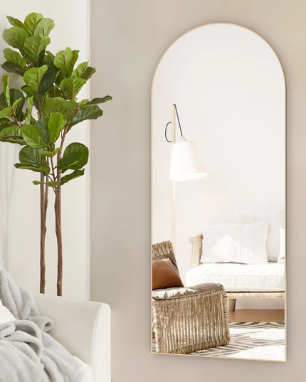 CASSILANDO Arched Full Length Mirror - Unique Black Metal Frame