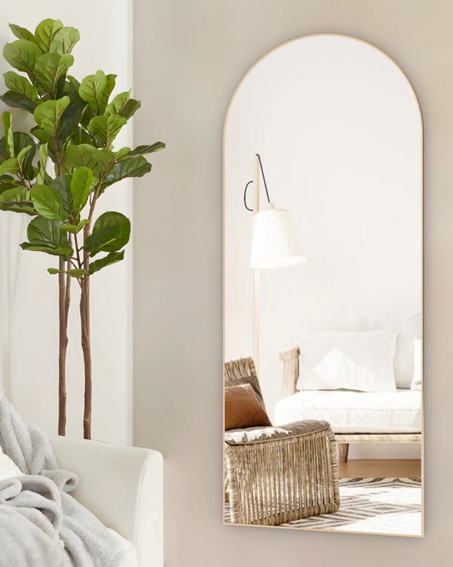 CASSILANDO Arched Full Length Mirror - Unique Black Metal Frame