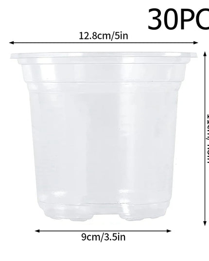 Transparent Flowerpot Nursery Pots - Thickened Plastic Planters, Drainage Hole