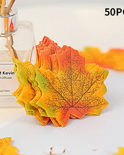50-200Pcs Artificial Maple Leaves - Silk Decor for Weddings & Parties