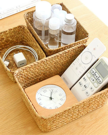 Handmade Woven Storage Basket - Eco-Friendly Picnic & Sundries Organizer