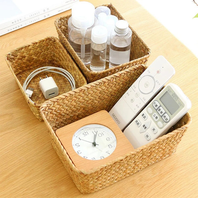 Handmade Woven Storage Basket - Eco-Friendly Picnic & Sundries Organizer