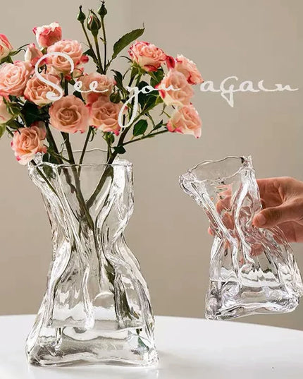Glass Transparent Flower Vase Creative Designed Hydroponics Plants Pot Fresh Flowers Arrangement Bottle Table Desktop Ornaments