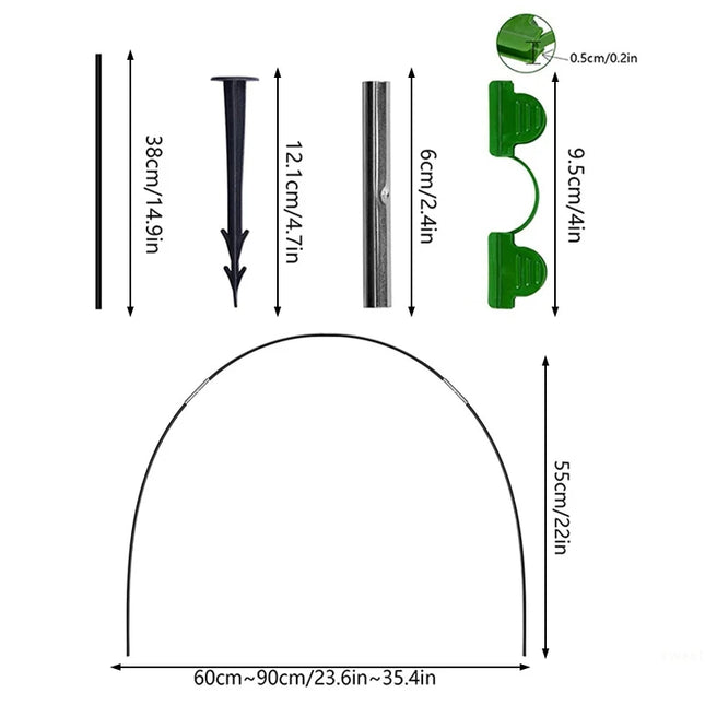 Garden Tunnel Arch Rack Plant Support Bracket Plant Insect-proof Covers Anti-bird Net Support Rod Vegetable Greenhouse Stand