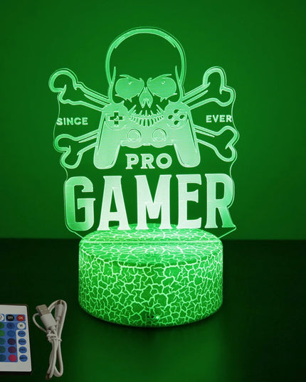 Neon Gamer 3D LED Night Light - RGB Cartoon Lamp for Bedroom