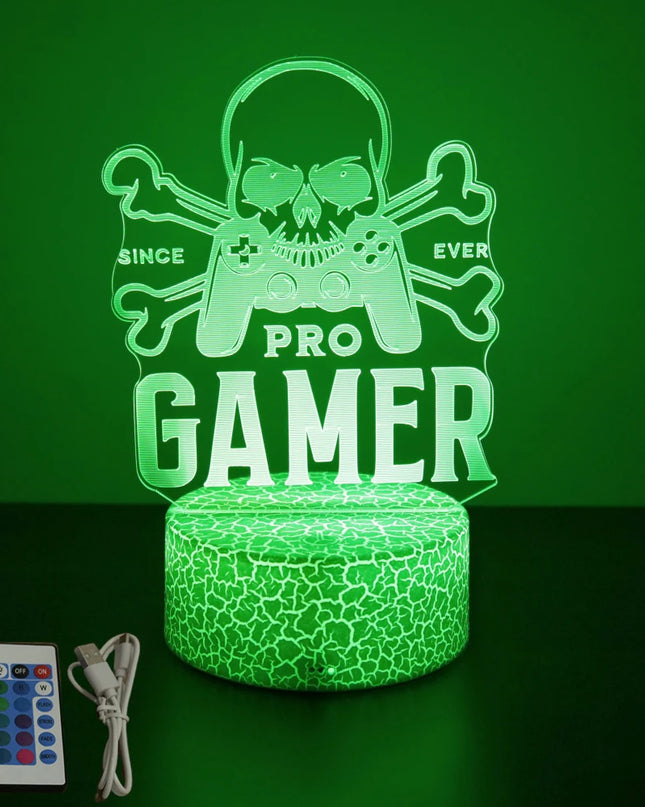 Neon Gamer 3D LED Night Light - RGB Cartoon Lamp for Bedroom