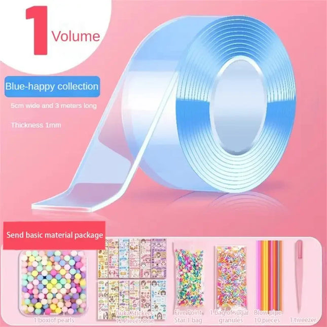 PET Nano Glue Double Sided Tape 
Blow Bubbles Full Set of Nano Tape
Bubble Blowing Decompression Toy Stickers