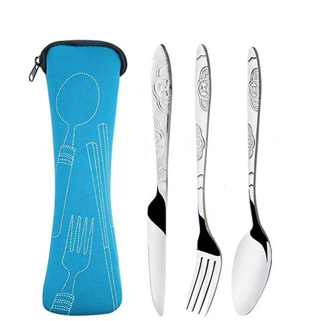 Portable Stainless Steel Dinnerware Set - 3Pcs/4Pcs/7Pcs Cutlery Kit