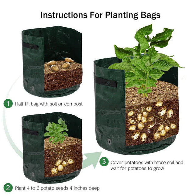 1PC Potato Grow Bag PE Vegetable Onion Planting Bag with Handle Thickened Garden Carrot Taro Peanut Growing Bag Waterproof