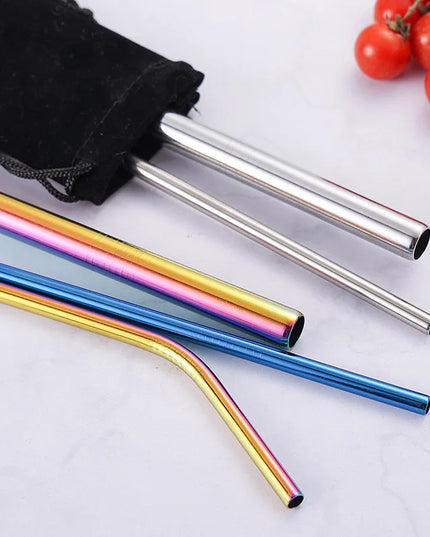 3pcs Reusable Stainless Steel Drinking Straws - Dishwasher Safe Set