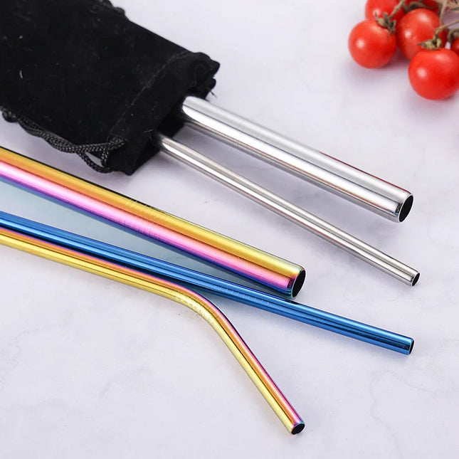3pcs Reusable Stainless Steel Drinking Straws - Dishwasher Safe Set
