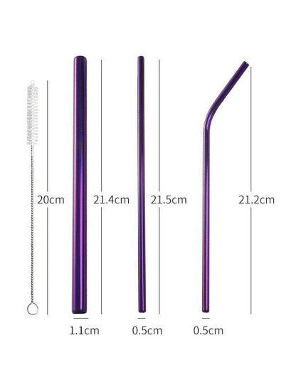3pcs Reusable Stainless Steel Drinking Straws - Dishwasher Safe Set