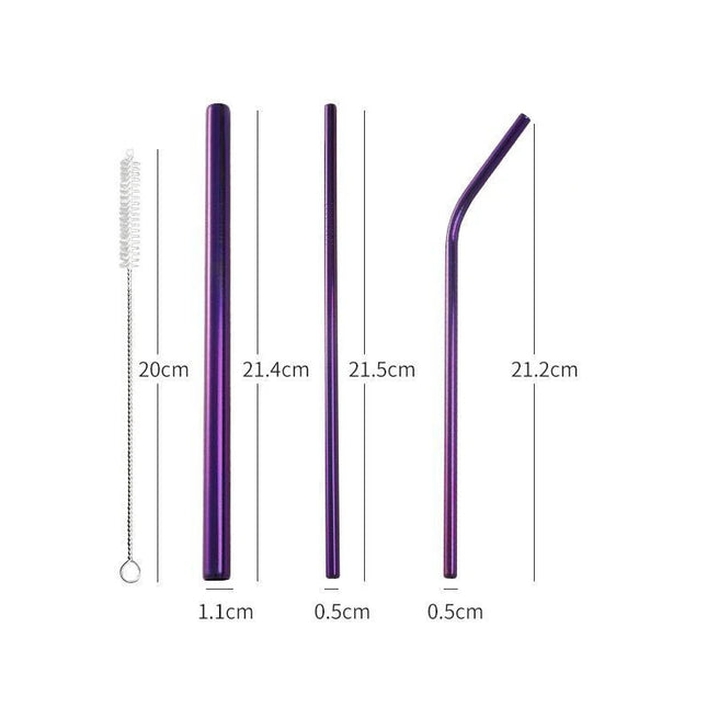 3pcs Reusable Stainless Steel Drinking Straws - Dishwasher Safe Set