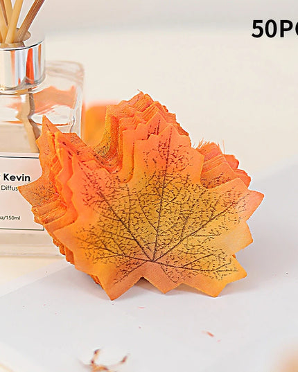 50-200Pcs Artificial Maple Leaves - Silk Decor for Weddings & Parties