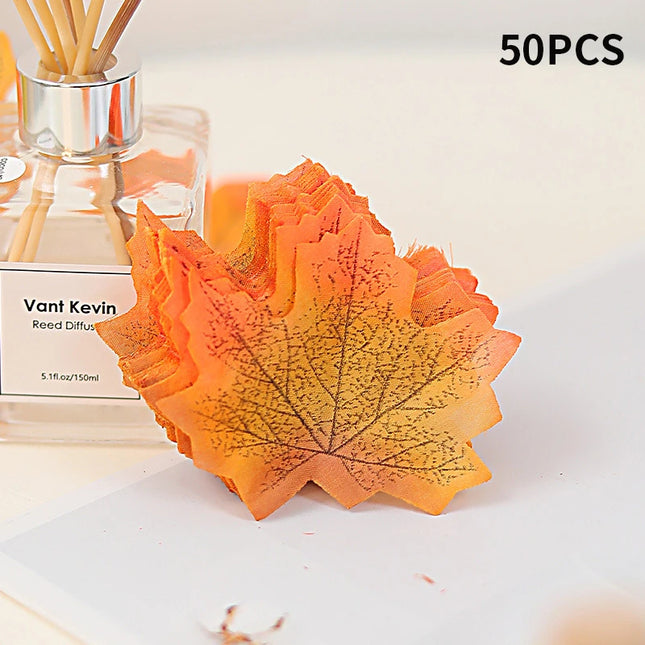 50-200Pcs Artificial Maple Leaves - Silk Decor for Weddings & Parties