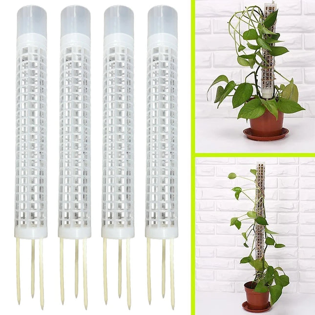 Stackable Plastic Plant Support Stakes - Self-Watering Moss Pole Trellis