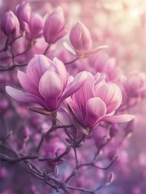 Modern HD Magnolia Flowers Canvas Art - Unframed Wall Decoration