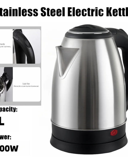 Stainless Steel Electric Kettle 2L - Hot Water Boiler for Tea & Coffee