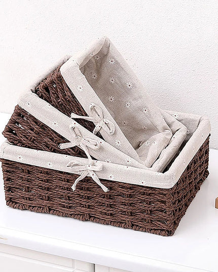 Woven Storage Baskets Organizers Picnic Breakfast Basket Laundry Box Sundries Storage Basket Desktop Cosmetics Snack Storage Box