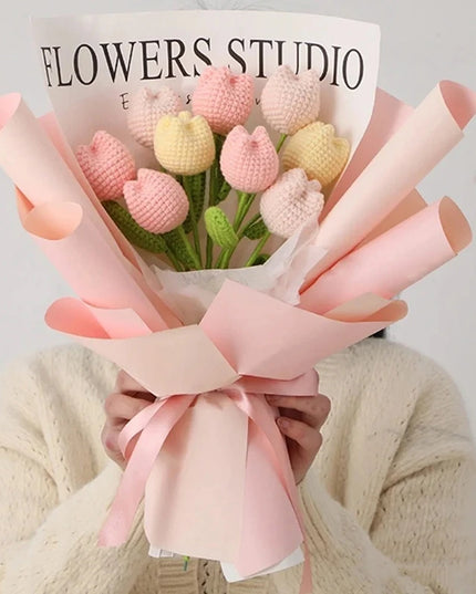 Hand-Knitted Crochet Flower Bouquet - Perfect Gift for Weddings & Graduations