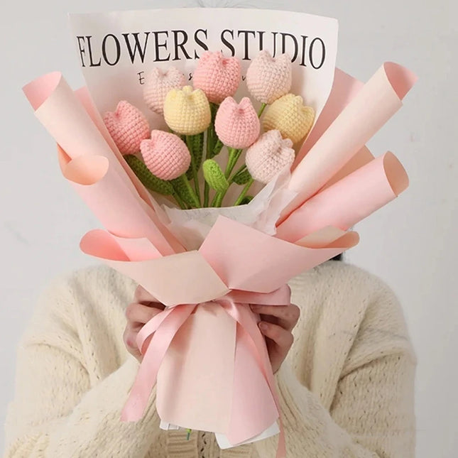Hand-Knitted Crochet Flower Bouquet - Perfect Gift for Weddings & Graduations
