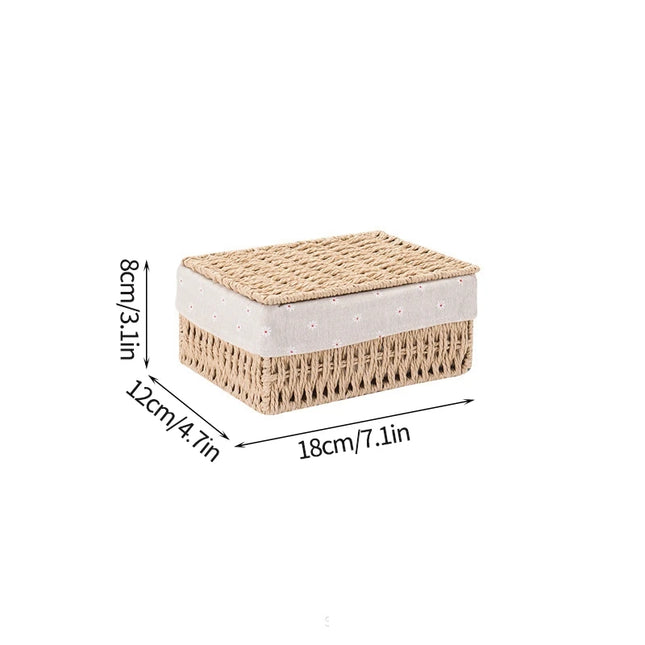 Woven Storage Baskets Organizers Picnic Breakfast Basket Laundry Box Sundries Storage Basket Desktop Cosmetics Snack Storage Box
