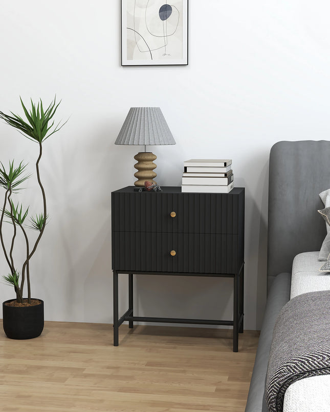 HOMCOM Modern Bedside Table - 2 Drawers for Stylish Bedrooms