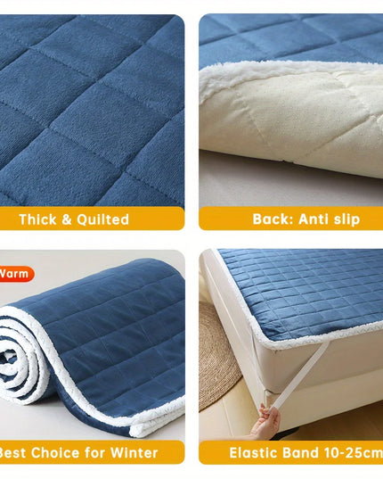 Anqianny Quilted Mattress Topper - Soft Velvet & Anti-Slip Design