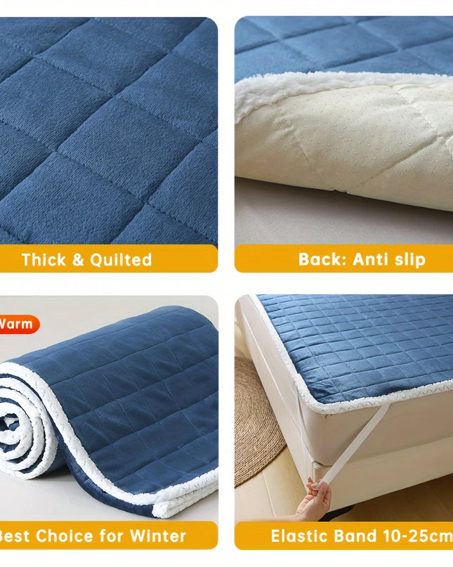 Anqianny Quilted Mattress Topper - Soft Velvet & Anti-Slip Design