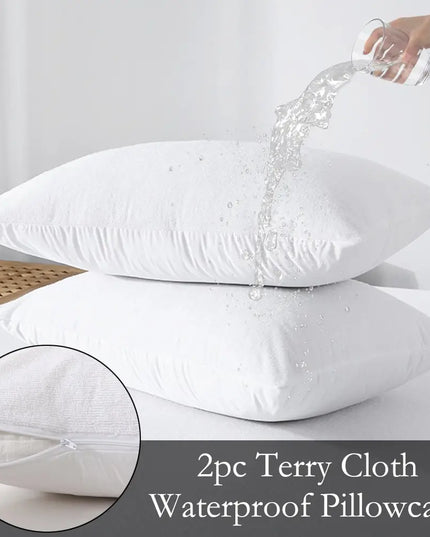 Anqianny Waterproof Terry Cloth Pillowcases - Soft & Breathable Covers