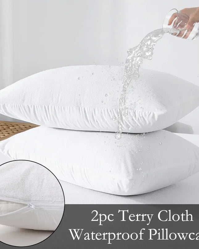 Anqianny Waterproof Terry Cloth Pillowcases - Soft & Breathable Covers
