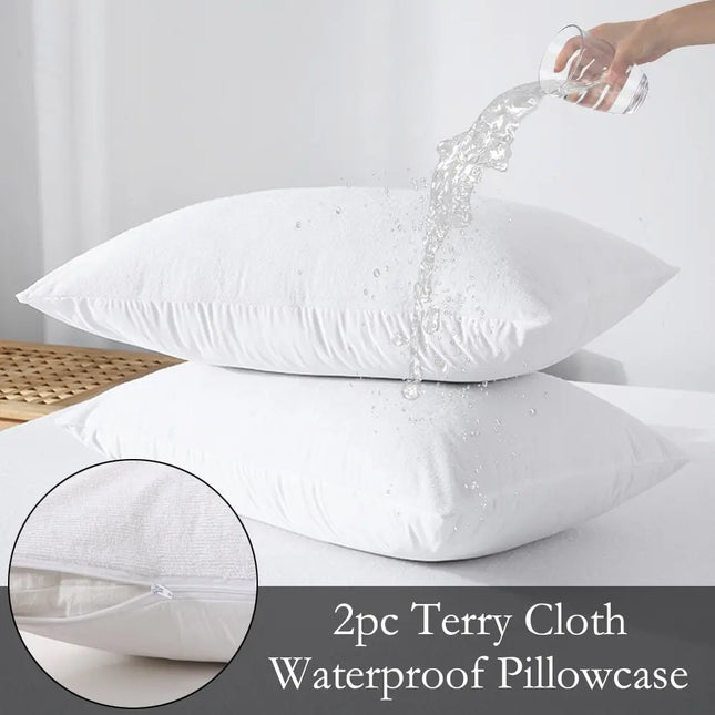 Anqianny Waterproof Terry Cloth Pillowcases - Soft & Breathable Covers