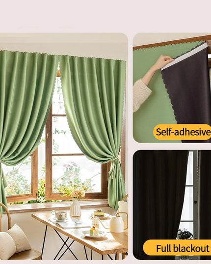 Simple Blackout Bedroom Curtains - High Shading, Self-Adhesive Design