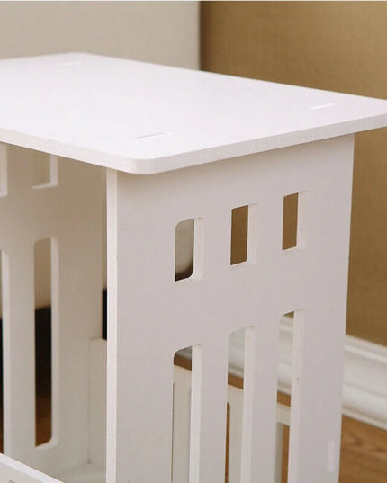 Modern White Bedside Table - Small Nightstand for Bedroom Storage
