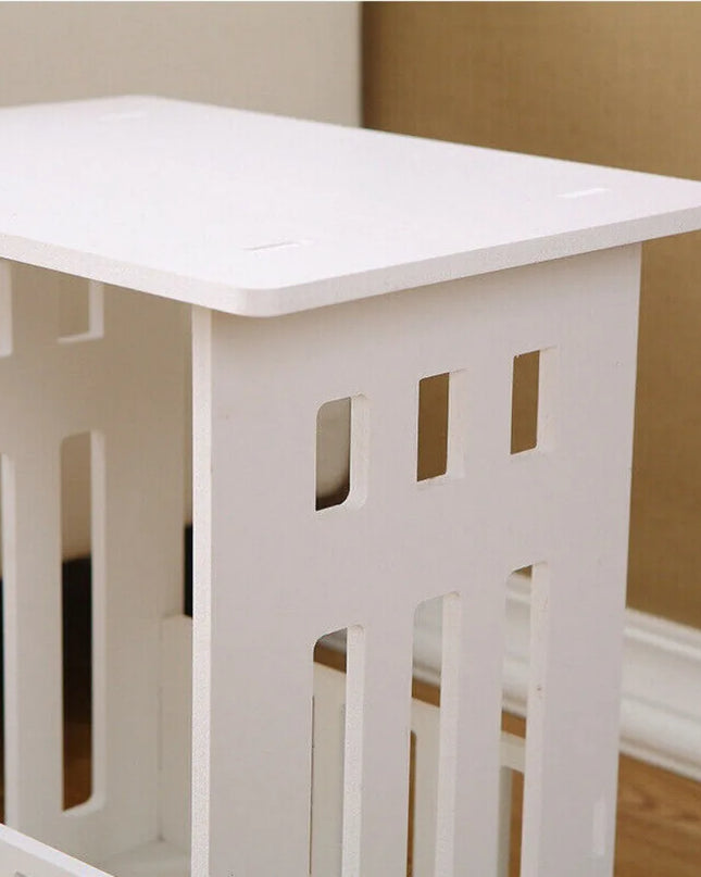 Modern White Bedside Table - Small Nightstand for Bedroom Storage