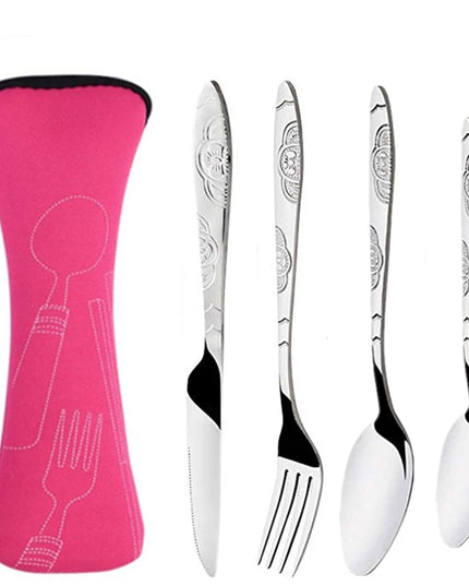 Portable Stainless Steel Dinnerware Set - 3Pcs/4Pcs/7Pcs Cutlery Kit