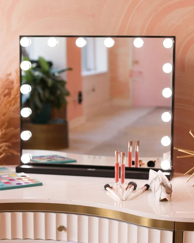 Modishion Rectangular LED Makeup Mirror - Adjustable Brightness & Colors