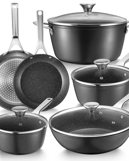 BEZIA 10-Piece Nonstick Induction Cookware Set - Durable and Versatile