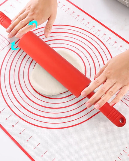 Non-Stick Silicone Rolling Pin with Wooden Handle for Baking Pastry