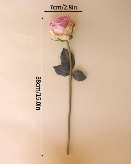 French Curled Rose Fake Flowers - Elegant Silk Bouquet for Home Decor