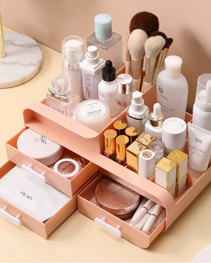Modishion Multifunctional Cosmetic Storage Box - 9 Compartments, 3 Drawers