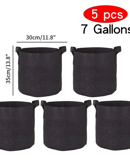 5PCS Felt Grow Bags Gardening Growing Planter Round Flower Vegetable Planting Pots Pouch Garden Balcony Pot Container Supplies
