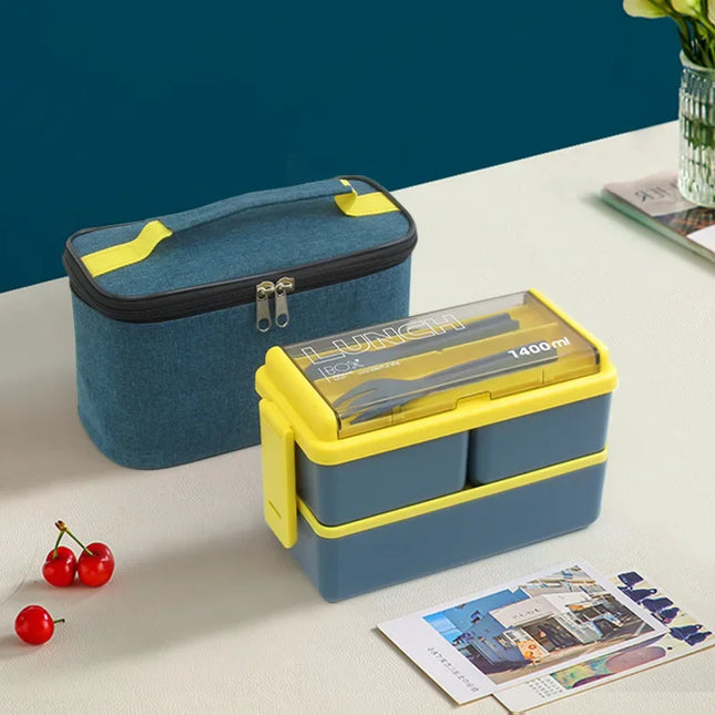 Double Layer Lunch Box with Storage Bag, Leakproof