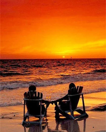 Sunset Beach Seascape Canvas Print - Nordic Landscape Wall Art Decor