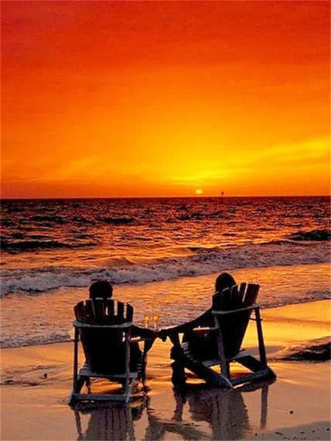 Sunset Beach Seascape Canvas Print - Nordic Landscape Wall Art Decor