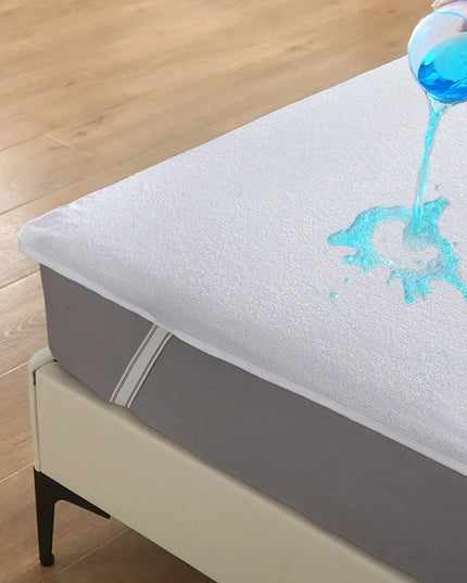 Anqianny Waterproof Mattress Cover - Soft Terry Fitted Sheet, Grey/White